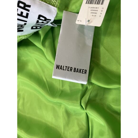 Walter Baker Tweed Blazer Jacket Size Large Lime Green Fray Edge Cropped NWT - Picture 10 of 10